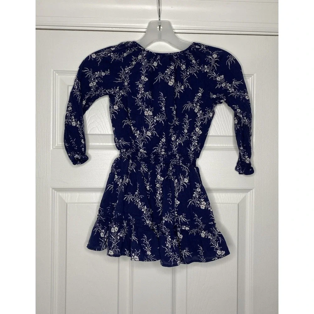 Polo Ralph Lauren Youth‎ Girls Long Sleeve Dress Blue Floral 4